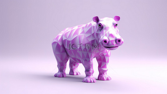 粉红色河马的孤立 3D 插图