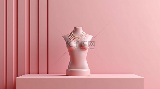 珠宝手镯背景背景图片_柔和背景上项链吊坠支架的 3D 渲染，用于珠宝展示