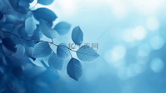 蓝色梦幻花瓣背景图片_蓝色叶子创意插图