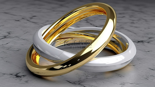 交换戒指背景图片_灰色背景下白色和金色戒指的 3D 渲染