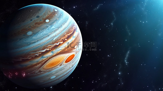 太阳系中行星的 3D 渲染，具有由 NASA 提供的高分辨率木星图像