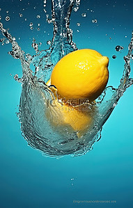 水果背景图片_漂浮在水中的柠檬
