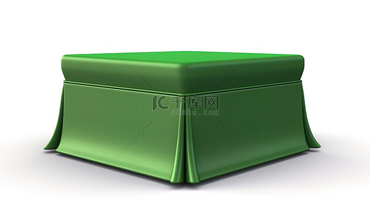 丝绸覆盖背景图片_绿色覆盖的讲台盒的 3D 插图