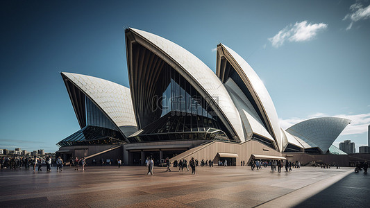 世界城市背景背景图片_悉尼歌剧院澳大利亚旅游背景