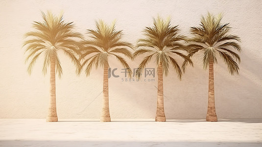 花粉背景背景图片_壁纸棕榈树背景的 3d 渲染