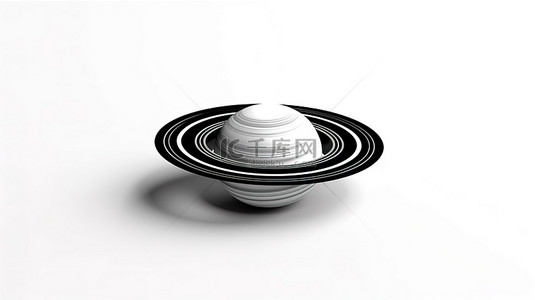 自然宇宙背景图片_白色背景 3d 渲染上带有神秘符号的光滑环形行星