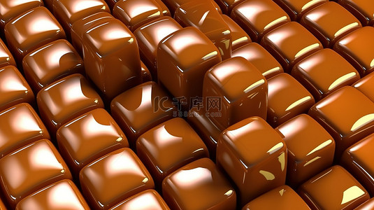红糖大枣背景图片_带有红糖涂层的巧克力糖果的 3D 插图
