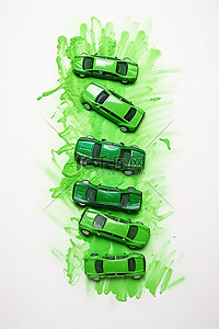 两辆汽车背景图片_两辆绿色汽车之上的绿色能源