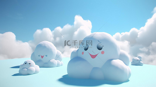 天空云朵创意背景图片_天空梦幻星云卡通可爱