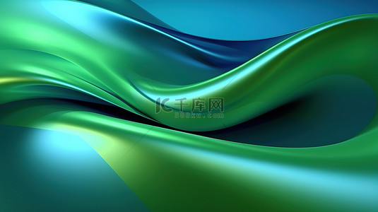 3d 呈现蓝色和绿色色调的抽象背景