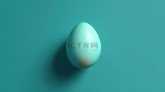 蓝绿色背景的上方视图，带有 3D 渲染的鸡蛋
