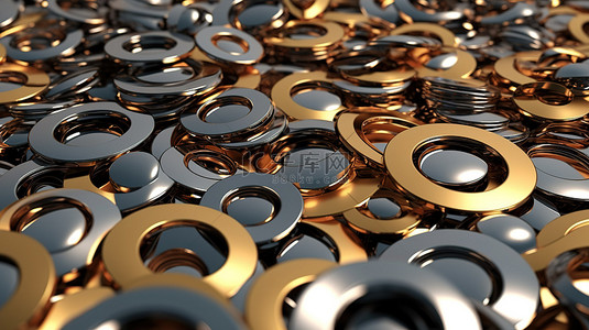 圆管背景图片_以圆形图案排列的重复金属盘的 3D 插图