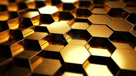 网络分支背景图片_未来派的金色六边形尖端数字壁纸设计