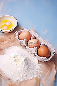 蛋黄鲜肉粽背景图片_纸盒中的鸡蛋香草精蛋黄和粉红色的面粉
