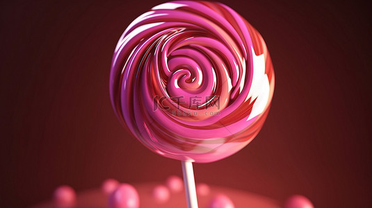 甜美的 3D 粉色棒棒糖，令人难以抗拒的渲染创作