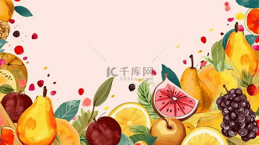 创意水果插画背景图片_水果卡通可爱边框