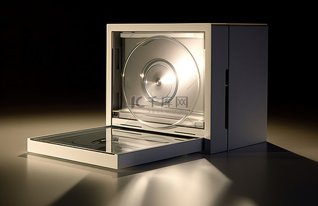 cd光盘背景图片_一个带有开放式 CD 盒的电脑机箱