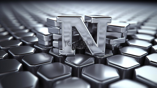字母艺术背景图片_反光背景与金属体积 3D 字母描绘 nfts 渲染插图