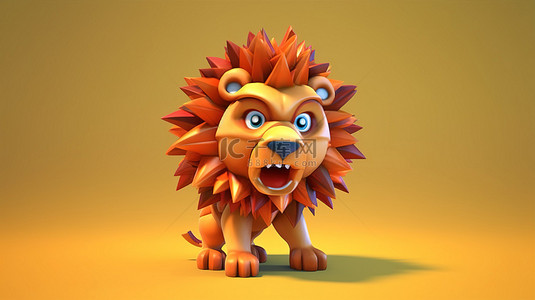 狮子戏球背景图片_异想天开的 3D 卡通狮子戴着面具