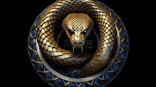 无所畏惧的卡尔达诺加密蛇盘绕并准备攻击的 3D 插图