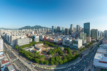 拍中背景图片_韩国首尔 st Seongngongkyungdong 街的航拍图像