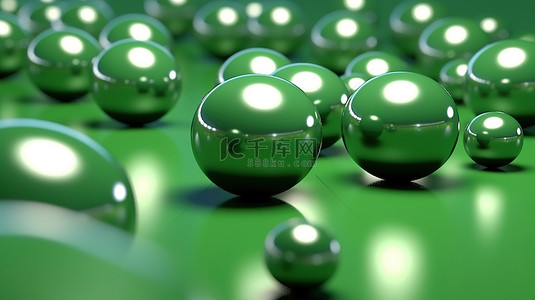 在抽象的 3D 场景中提升祖母绿球体