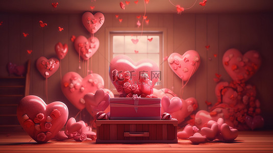 爱情花背景图片_情人节快乐爱情和浪漫的 3D 场景