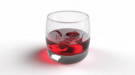 禁止饮酒 3D 渲染鸡尾酒杯，白色背景上带有禁止标志