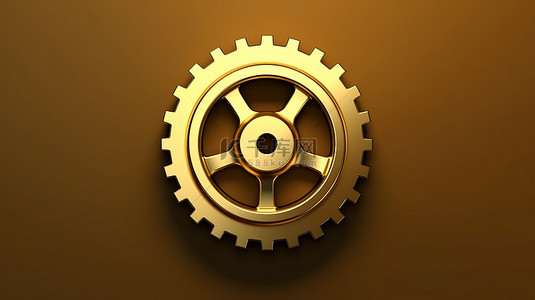 哑光金色背景上的金色齿轮图标 3d 渲染的社交媒体符号