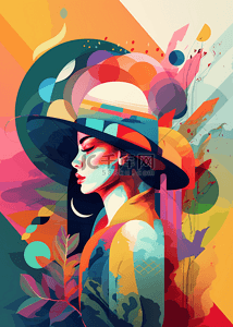 抽象色块背景图片_女性人物彩色抽象背景