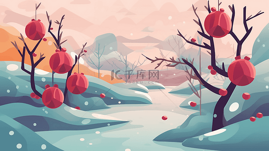 雪插画雪人背景图片_冬季雪地装饰插画背景