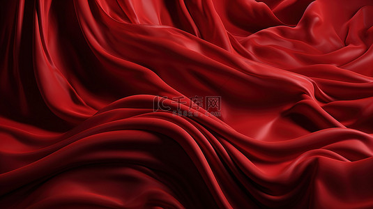 3d 渲染中的红色丝绸抽象时尚艺术背景