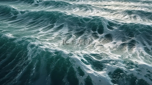 水色背景图片_3D 渲染中令人惊叹的海浪鸟瞰图