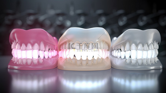 牙科广告背景图片_牙齿美白治疗的概念 3D 渲染