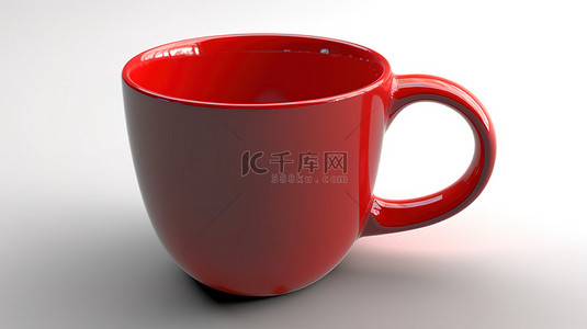瓷咖啡杯子背景图片_3d 渲染中白色背景上的红色杯子
