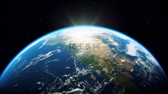 科技卫星背景图片_从太空看到的地球的 3d 渲染