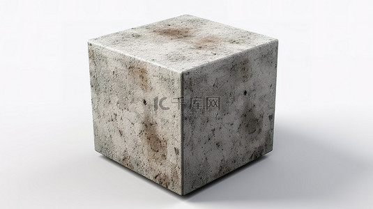水泥行业背景图片_3d 渲染的空白白色背景上不卫生的混凝土立方体