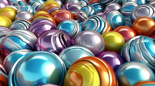 眼睛颜色背景图片_使用 3D 渲染创建的色彩鲜艳的嵌套球体