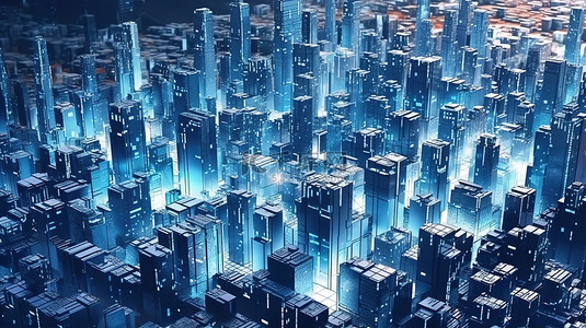 智能科技字背景图片_未来科技城市景观低聚大都市的鸟瞰图