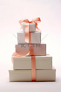 礼物礼物盒背景图片_一堆白色礼品盒叠在一起