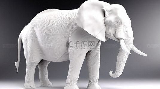 大象图腾背景图片_令人惊叹的 3D 视觉效果的白象模型