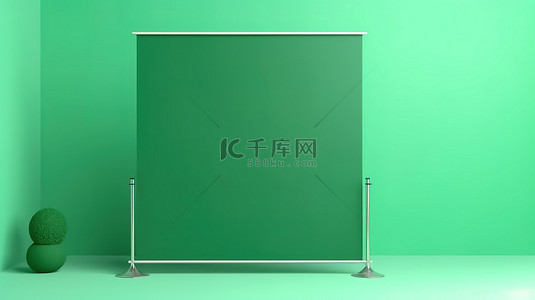 舞台大背景图片_用于营销空白 3D 渲染的绿屏广告牌支架