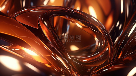 几何科技浅色背景图片_3D 渲染的棕色色调的抽象玻璃