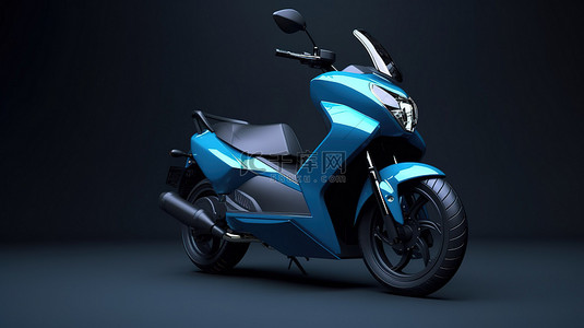 手时尚背景图片_灰色背景下有两个座位的时尚蓝色城市运动摩托车的 3D 渲染