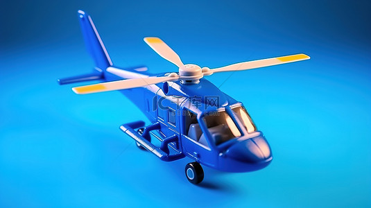 蓝色玩具直升机的真实 3D 渲染