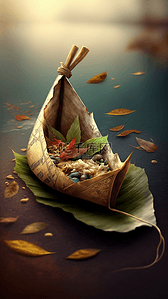 包粽子的卡通背景图片_端午节粽子湖面渲染背景