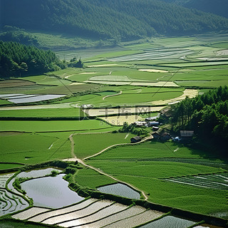海背景图片_庆海村附近的韩国稻田