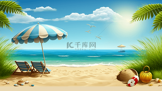 海边凉爽背景图片_夏日海边清凉度假背景