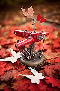 秋天红叶背景图片_秋天的红叶和服和小白飞机