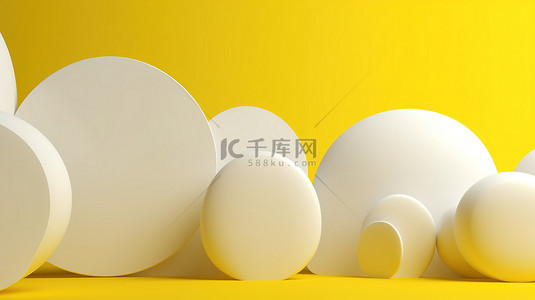短彩信背景图片_带有孤立的 3d 白色气泡的黄色横幅背景